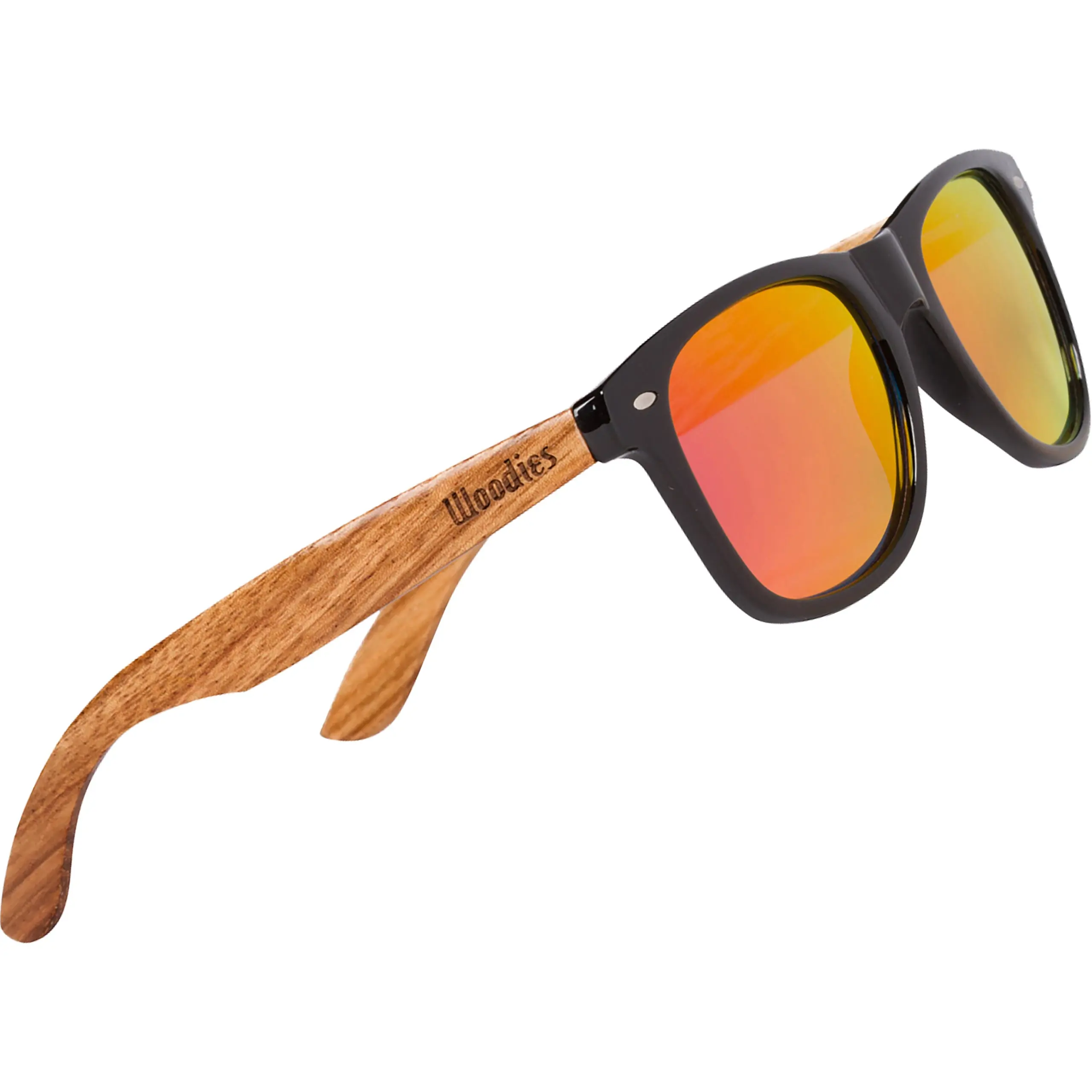 Zebra Wood Sunglasses With Red Mirror Polarized Lens