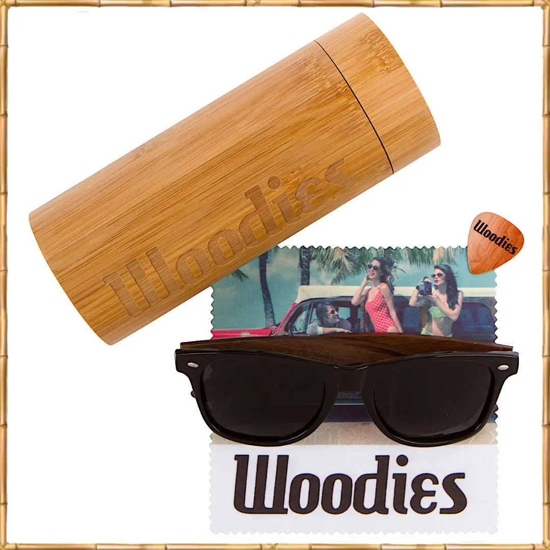 Walnut Wood Sunglasses With Bamboo Tube Packaging - Image 3